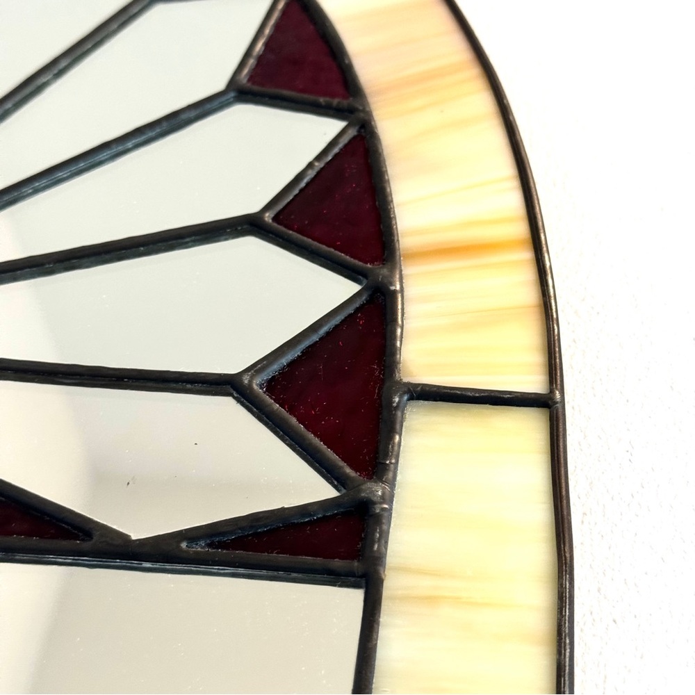 VTG Cathedral Style Arched Sunburst Stained Glass Mirror - Picture 3 of 9